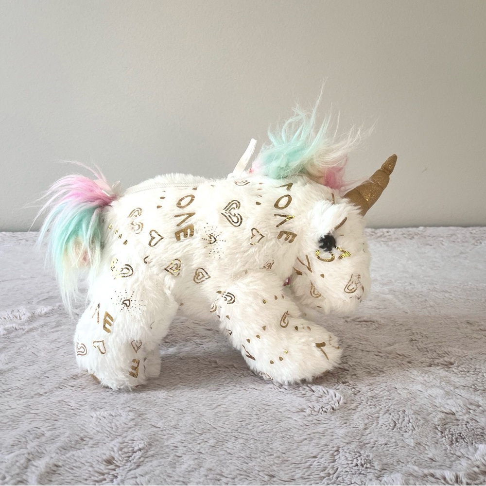 Olly & Me White Unicorn Plush Purse with Gold Accents